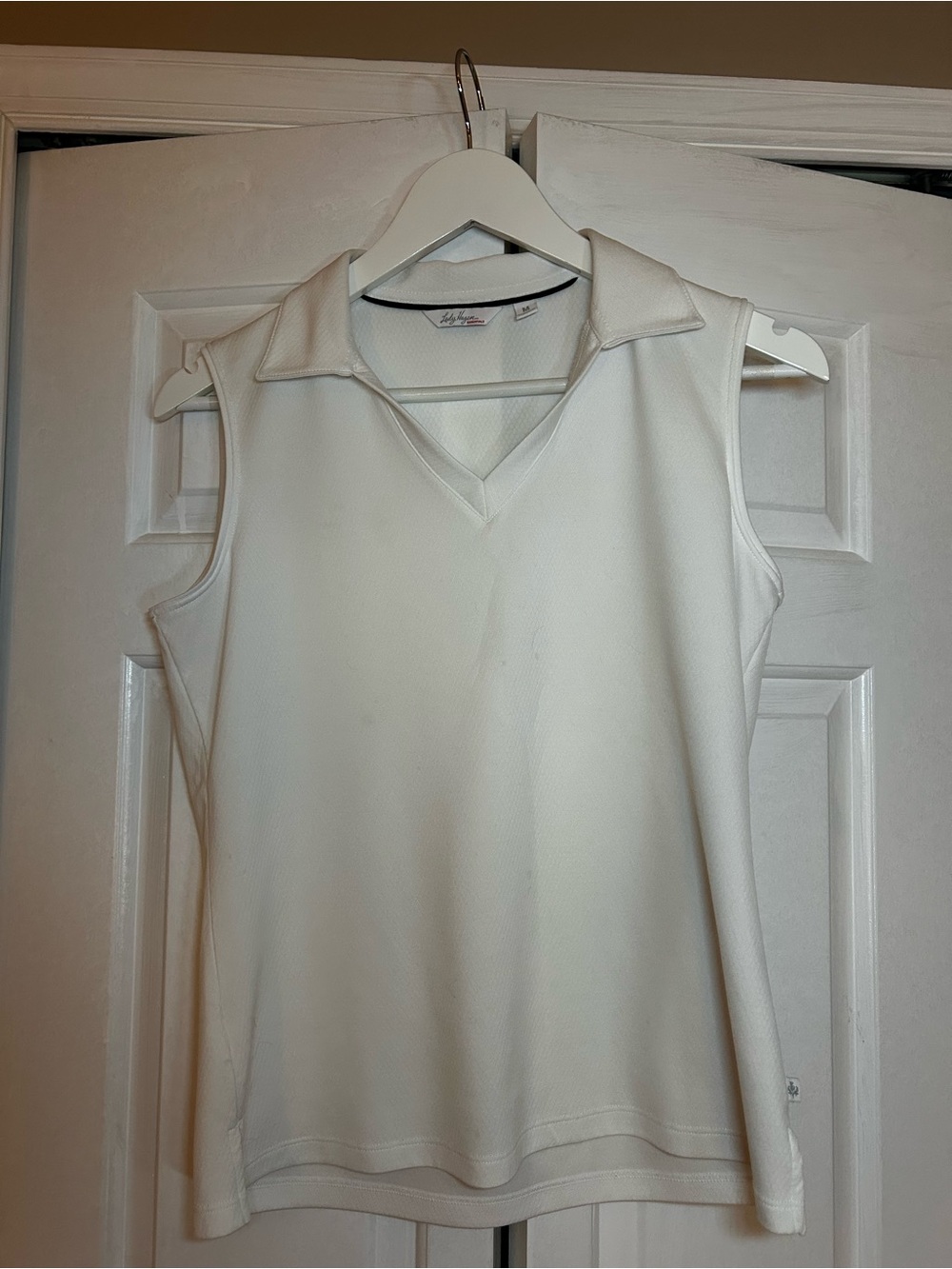 Lady Hagen White Sleeveless Polo Tank